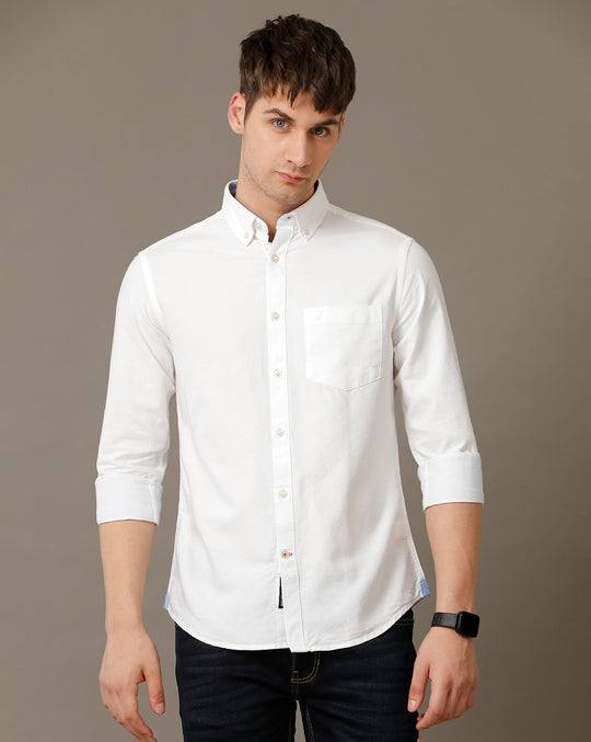 Double Two Men's White Oxford Cotton Shirt