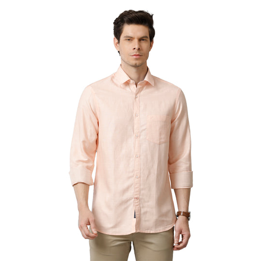 Peach Structure Casual Shirt
