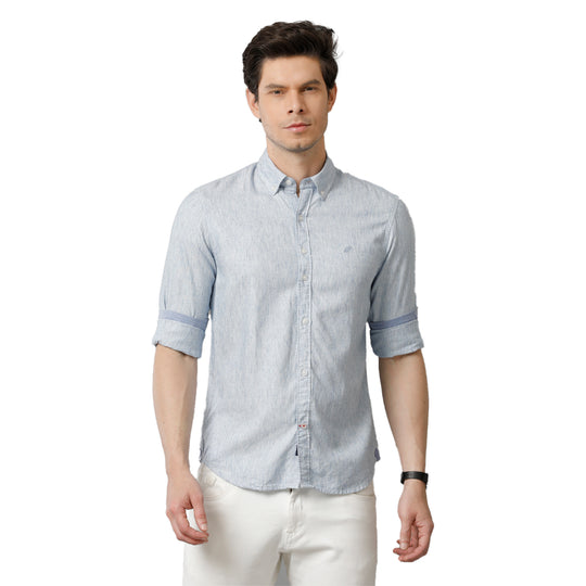 Light Blue Slub Casual Shirt