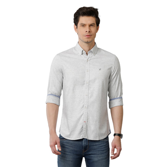 Grey Slub Casual Shirt
