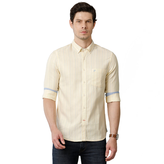 Lemon Yellow Stripes Casual Shirt