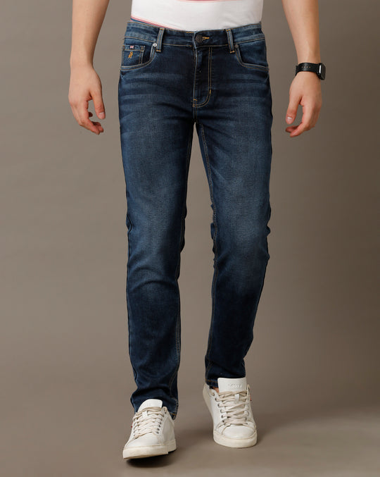 Double Two Men's Slim Fit Blue Jeans