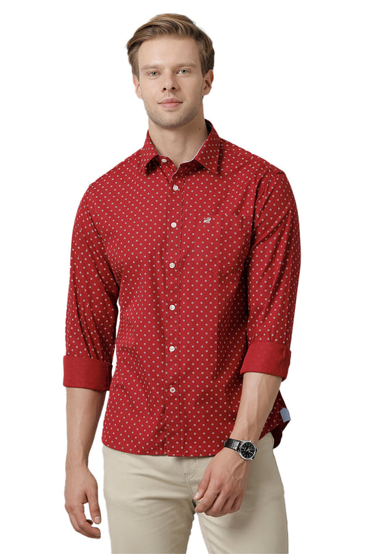 Maroon Printed Casual Shirt