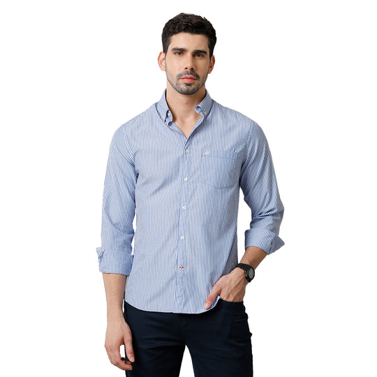 Blue Cotton Stripe Shirt