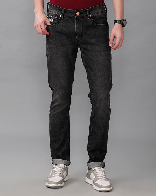 Dark Black Lean fit Solid Denim
