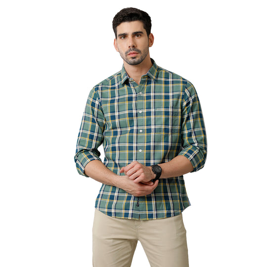 Green Checks Cotton Shirt