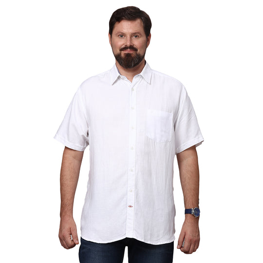 Big & Bold Solid  White Half Sleeves Slim Fit Casual Shirts (Plus Size)