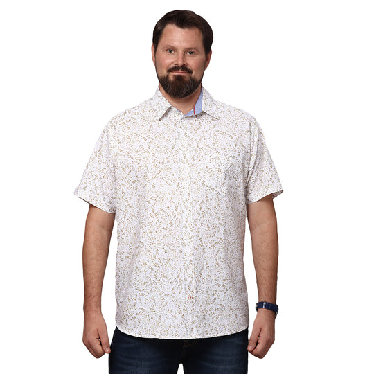 Big & Bold Print Mustard Half Sleeves Slim Fit Casual Shirts (Plus Size)