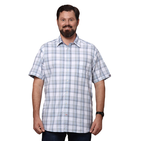 Big & Bold Checks Grey Half Sleeves Slim Fit Casual Shirts (Plus Size)