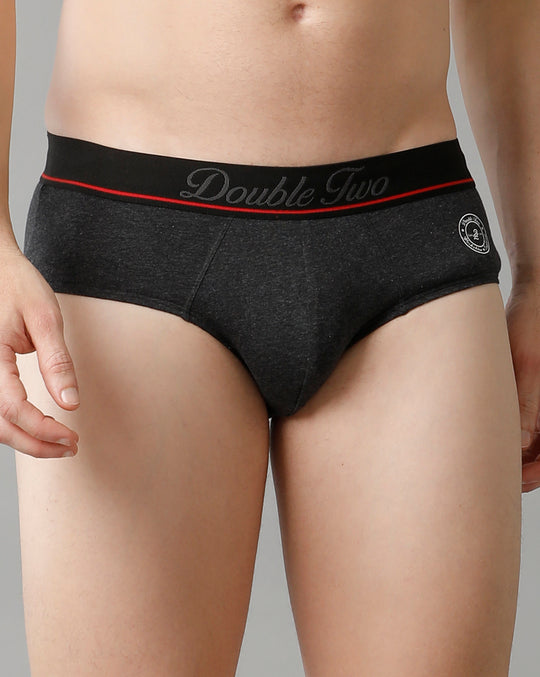 Double Two Men’s Mid Waist Solid Briefs Pack of -1