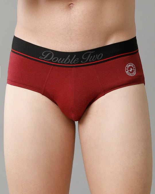 Double Two Men’s Mid Waist Solid Briefs Pack of -1