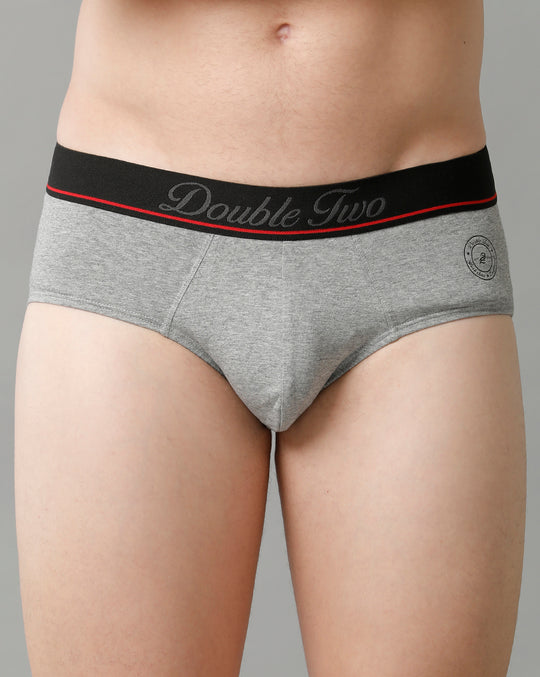 Double Two Men’s Mid Waist Solid Briefs Pack of -2