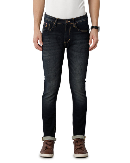 Dark Blue Whisker Brushed Tinted Casual Denim