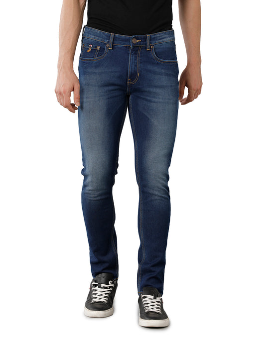 Dark Blue Light faded brushed Casual Denim