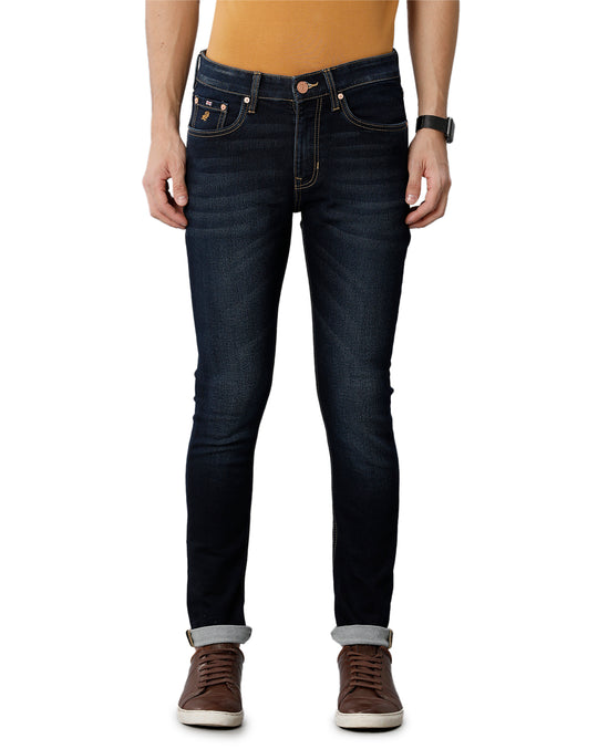 Dark Blue Dark Wash With Mild Brushing Casual Denim