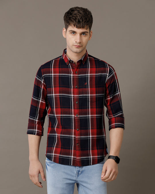 Double Two Men's Classic checks Oxford Button Down Cotton Shirt