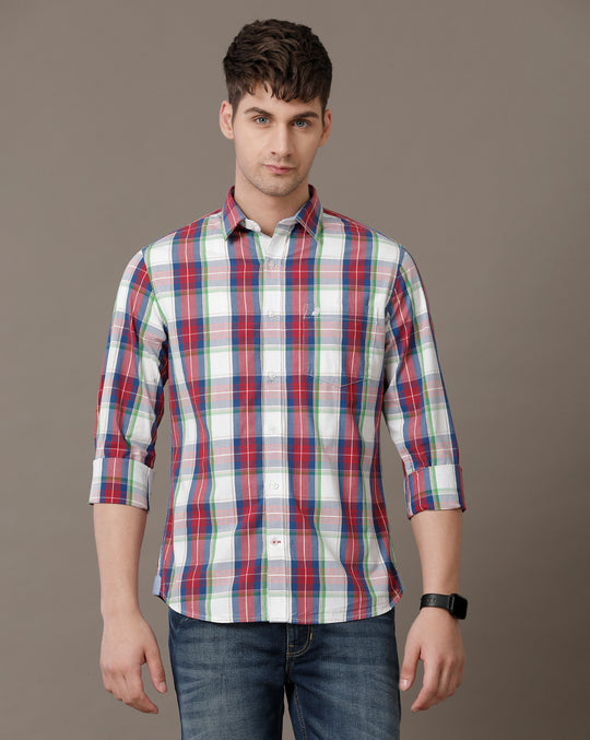 Double Two Men's Classic checks Oxford Button Down Cotton Shirt