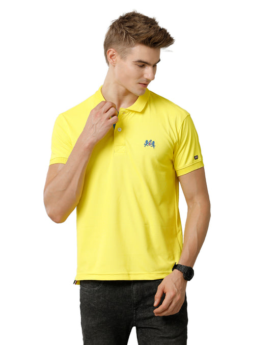 Double Two Yellow  Solid Polo Half Sleeve T-Shirt