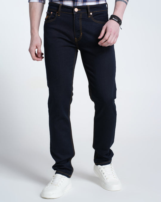 Men Solid  Whisker Dark Blue Denim