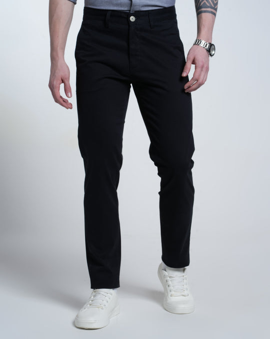 Mens Cross Pocket Black Solid Trouser