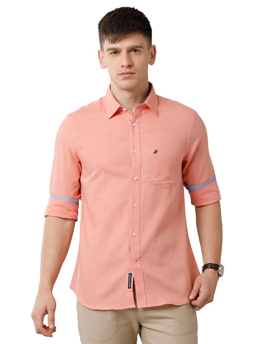 Pink Solid Casual Shirt