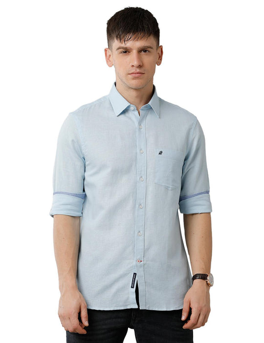 Light Blue Solid Casual Shirt