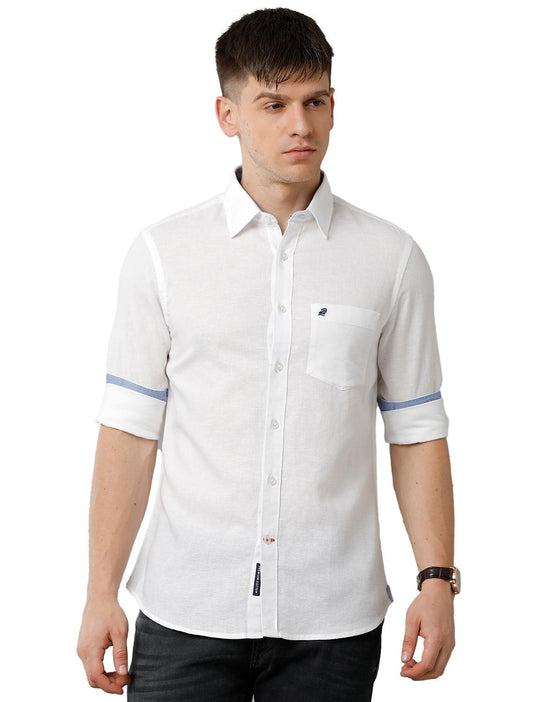 White Solid Casual Shirt