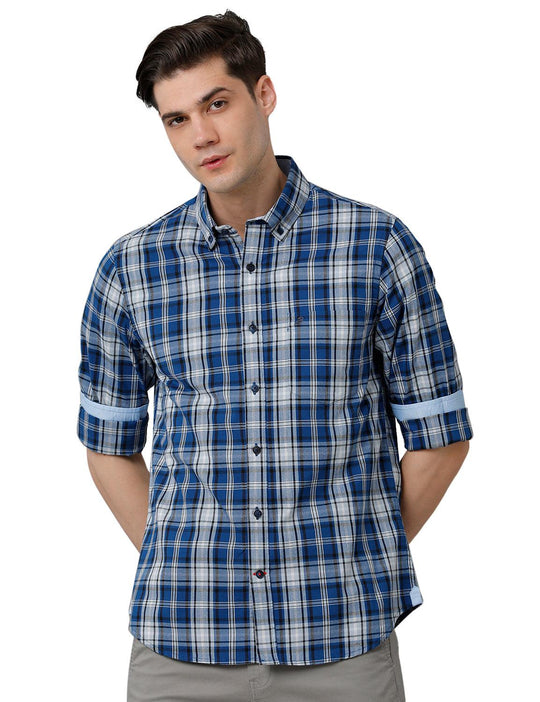 DarkBlue Checks Slim Fit Shirt