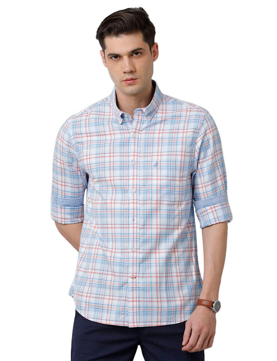 LightBlue Checks Slim Fit Shirt