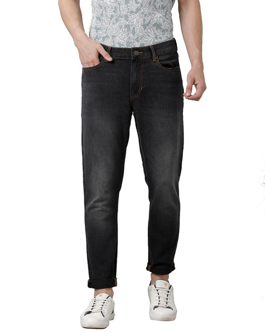 Black Solid Jeans Lean Fit