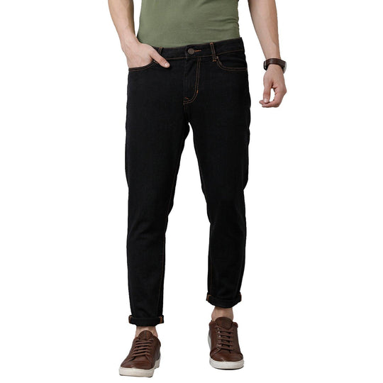 Black Solid Jeans Lean Fit