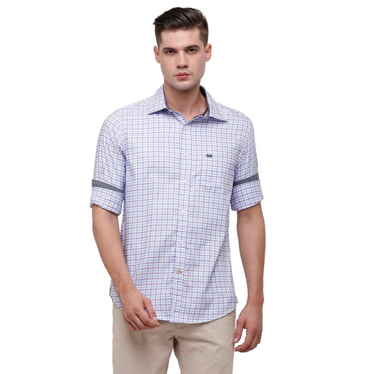 Light Blue Checks Casual Shirt Slim Fit