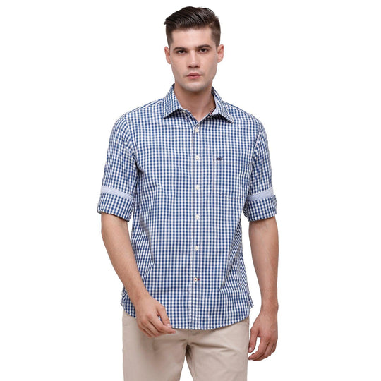 Blue Checks Casual Shirt Slim Fit