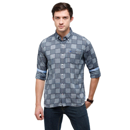Grey Checks Casual Shirt Slim Fit