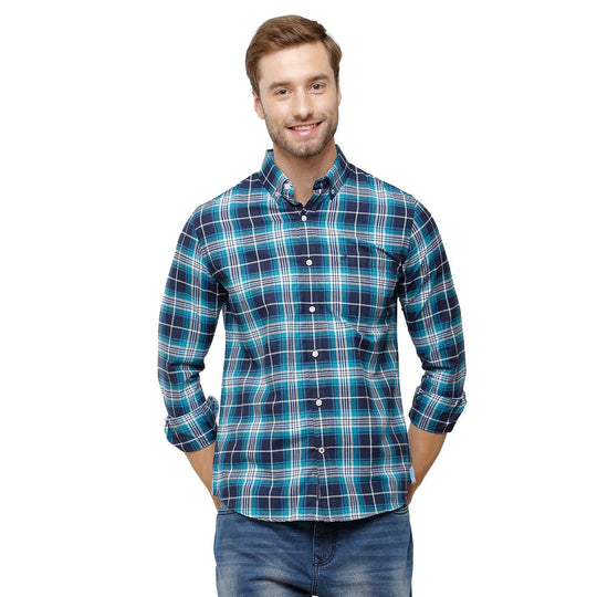 Blue Checks Casual Shirt Slim Fit