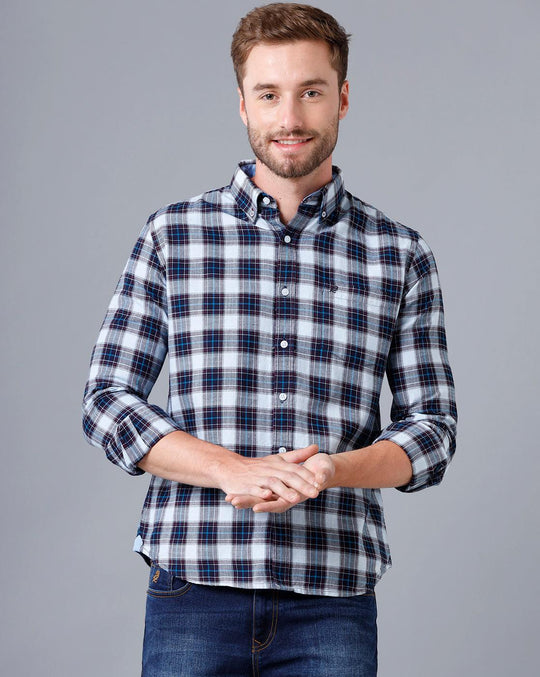 Blue Checks Casual Shirt Slim Fit