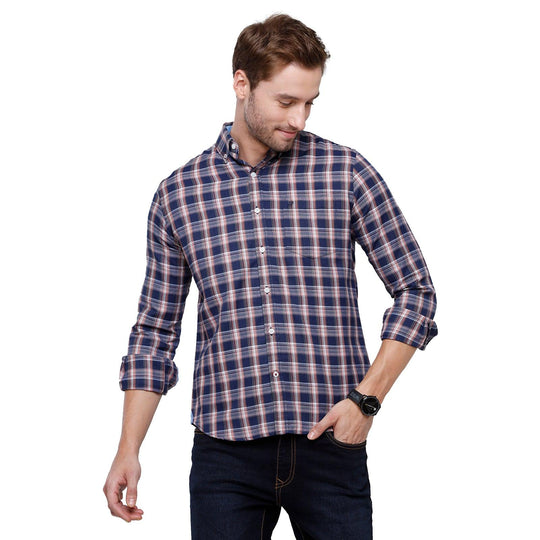 Pink Checks Casual Shirt Slim Fit
