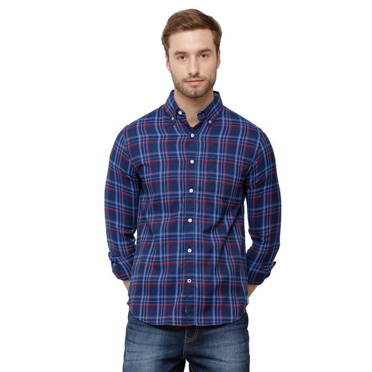 Wine Checks Casual Shirt Slim Fit
