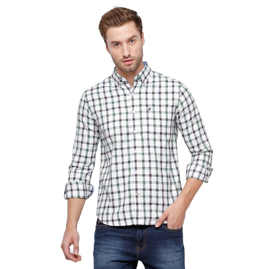 Green Checks Casual Shirt Slim Fit