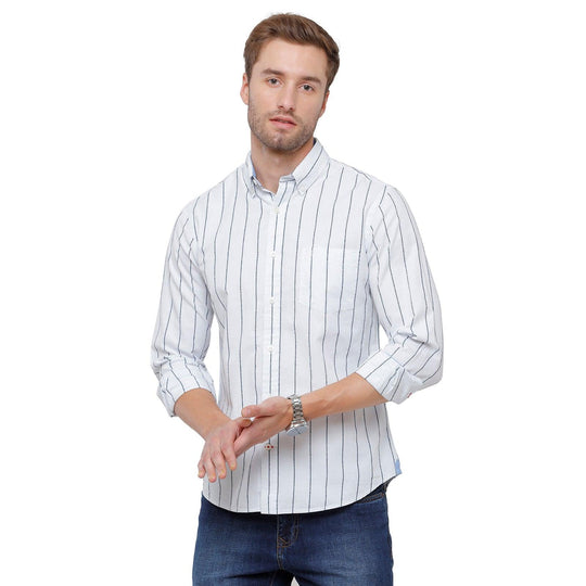 White Stripes Casual Shirt Slim Fit