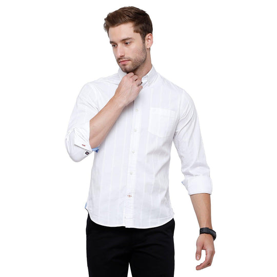 White Stripes Casual Shirt Slim Fit