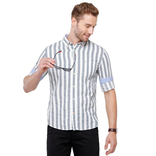 White Stripes Casual Shirt Slim Fit