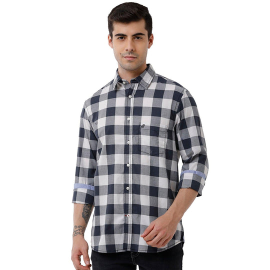 Black/Grey Checks Casual Shirt Slim Fit