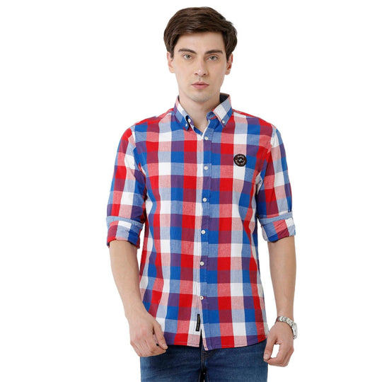 Red Checks Casual Shirt Slim Fit