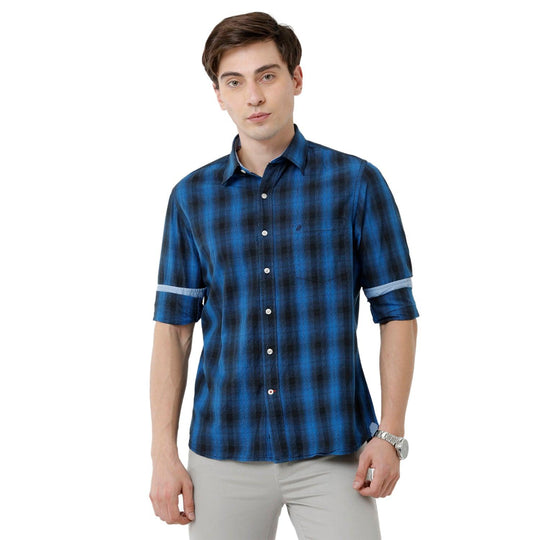 Blue Checks Casual Shirt Slim Fit
