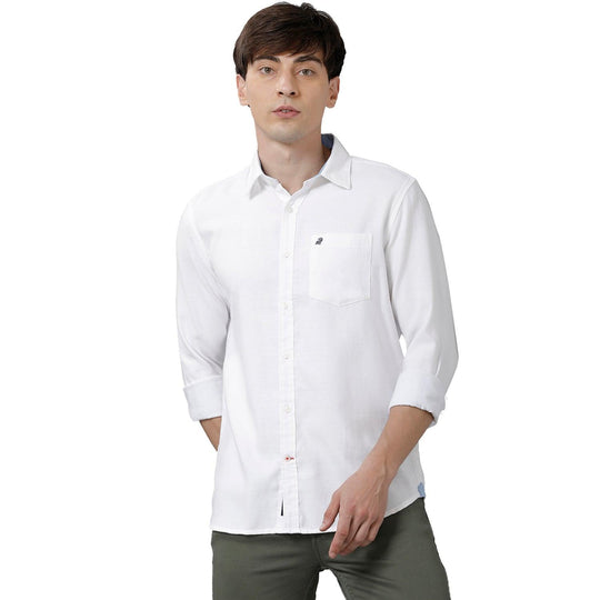 White Solid Casual Shirt Slim Fit
