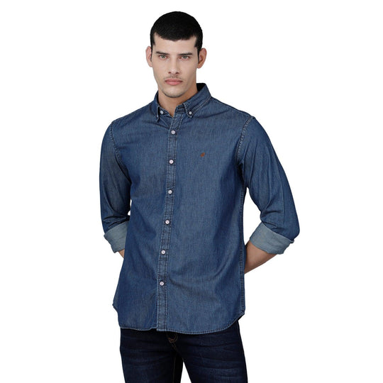 Indigo Solid Denim Shirt Slim Fit
