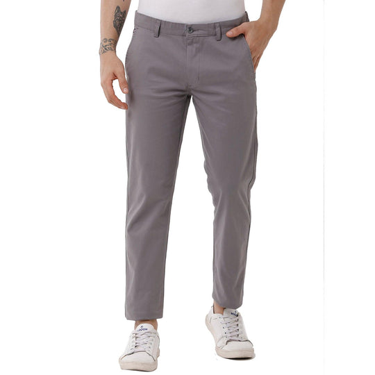 Brown Solid Trouser Slim Fit