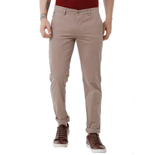Khaki Solid Trouser Slim Fit