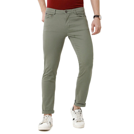 Green Solid Trouser Slim Fit